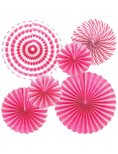 Kağıt Yelpaze Pembe Set 6 Parça - 