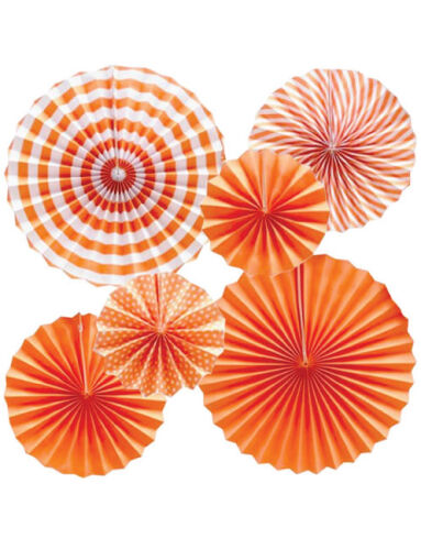Kağıt Yelpaze Turuncu Set 6 Parça - 