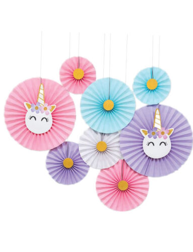 Kağıt Yelpaze Unicorn 8 Parça Set - 