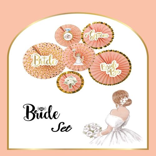 Kağıt Yelpaze Varaklı Bride Set 6 Parça - 3