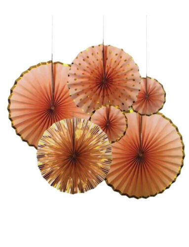 Kağıt Yelpaze Varaklı Somon Set 6 Parça - 