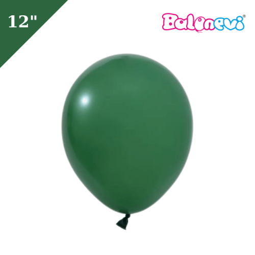 Lateks Pastel Balon 100 Parça Koyu Yeşil 12 İnç Balonevi - 