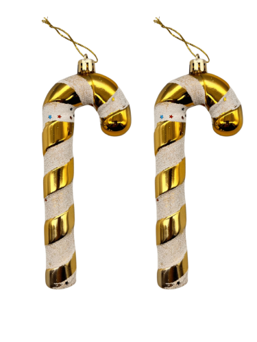 Yılbaşı Ağaç Süsü Baston Şeker Altın 16 Cm 2 Parça - 1