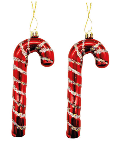 Yılbaşı Ağaç Süsü Baston Şeker Sim Şeritli 16 Cm 2 Parça - 1