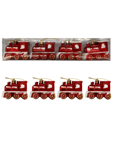 Yılbaşı Ağaç Süsü Tren Model 7 x 6 Cm 4 Parça - 