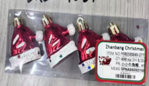 Yılbaşı Ağaç Süsü Şapka Model 5 Cm 4 Parça - 1