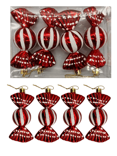 Yılbaşı Ağaç Süsü Şeker Model 12 Cm 4 Parça - 1