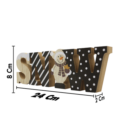 Yılbaşı Ahşap Figürler Snow Yazı 24 Cm - 2