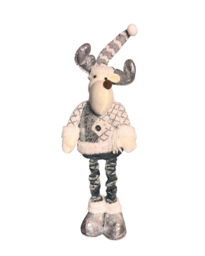 Yılbaşı Ayakları Uzayan Geyik Gümüş 30-45 Cm - 