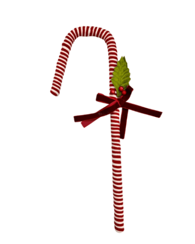 Yılbaşı Baston Şeker İp Şeritli Süslü Kurdaleli 55 Cm - 