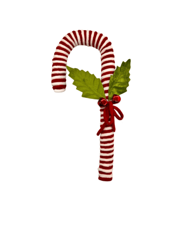 Yılbaşı Baston Şeker İp Şeritli Süslü Zilli 30 Cm - 1