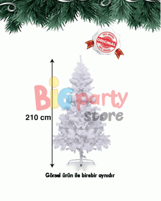 Yılbaşı Çam Ağacı 210 cm Lüks Beyaz - 3