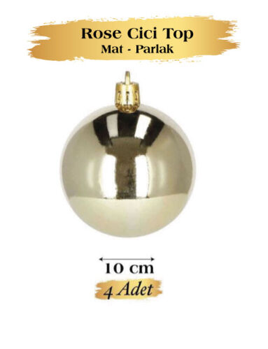 Yılbaşı Top Süs 10 Cm Mat Parlak Rose Gold 4lü - 2