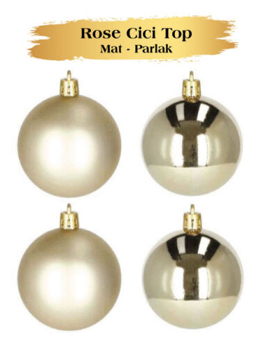 Yılbaşı Top Süs 10 Cm Mat Parlak Rose Gold 4lü - 1