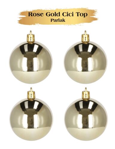 Yılbaşı Top Süs 10 Cm Parlak Şampanya 4lü - 1