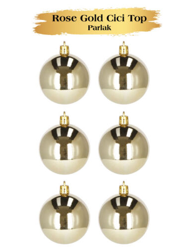 Yılbaşı Top Süs 6 Cm Parlak Şampanya 6 lı - 1