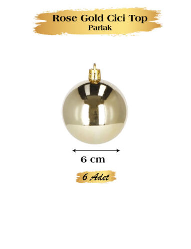 Yılbaşı Top Süs 6 Cm Parlak Şampanya 6 lı - 2