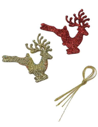 Yılbaşı Ağaç Süsü Simli Geyik 8 Cm 2 Parça - 2