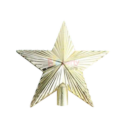 Yılbaşı Tepelik Çam Ağacı Çizgili Yıldız Gold 15 cm - 1