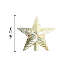 Yılbaşı Tepelik Çam Ağacı Çizgili Yıldız Gold 15 cm - 2
