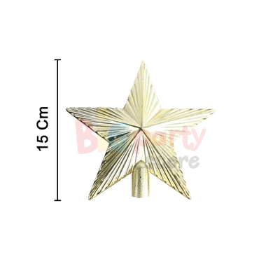 Yılbaşı Tepelik Çam Ağacı Çizgili Yıldız Gold 15 cm - 2