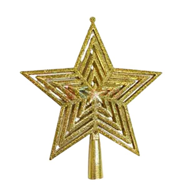 Yılbaşı Tepelik Çam Ağacı İç İçe Yıldız Simli Gold 18 cm - 1