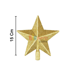 Yılbaşı Tepelik Çam Ağacı Yıldız Simli Gold 15 Cm - 2