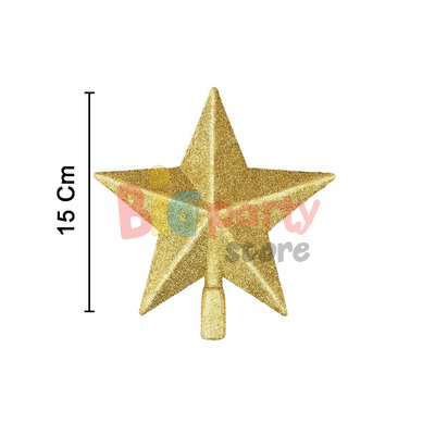 Yılbaşı Tepelik Çam Ağacı Yıldız Simli Gold 15 Cm - 2