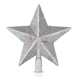 Yılbaşı Tepelik Çam Ağacı Yıldız Simli Gümüş 20 Cm - 1