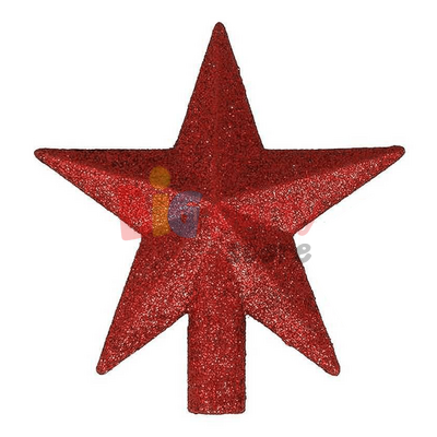 Yılbaşı Tepelik Çam Ağacı Yıldız Simli Kırmızı 20 Cm - 1
