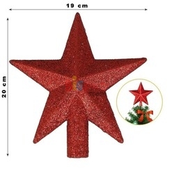Yılbaşı Tepelik Çam Ağacı Yıldız Simli Kırmızı 20 Cm - 2