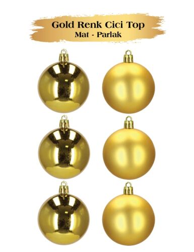 Yılbaşı Top Süs 4 Cm Mat Parlak Altın 6 lı - 1