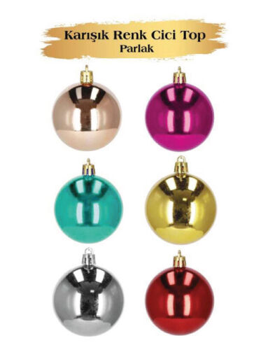 Yılbaşı Top Süs 4 Cm Parlak Mix 6 lı - 1