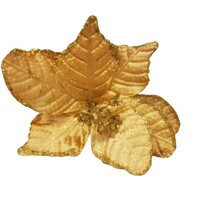 Yılbaşı Çam Dalı Atatürk Çiçeği Altın Simli 8 Yaprak 25 Cm - 1