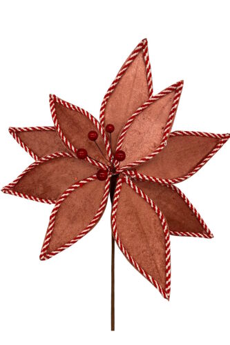 Yılbaşı Çam Dalı Atatürk Çiçeği Kadife Kahverengi 35 Cm - 1