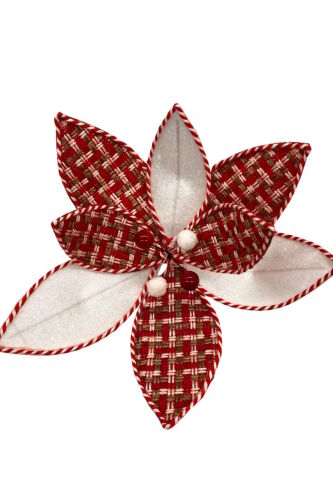 Yılbaşı Çam Dalı Atatürk Çiçeği Kırmızı Ekoseli 30 Cm - 1