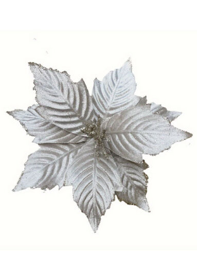 Yılbaşı Çam Dalı Atatürk Çiçeği Gümüş Simli 35 Cm - 