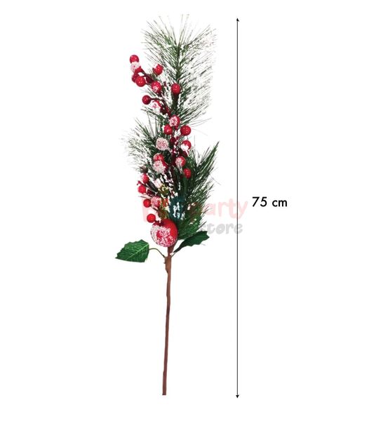 Yılbaşı Çam Dalı Berry Demeti Elmalı Karlı 75 Cm - 2