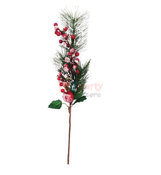 Yılbaşı Çam Dalı Berry Demeti Elmalı Karlı 75 Cm - 1