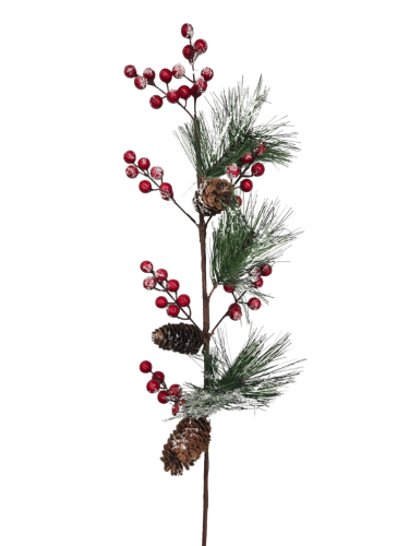 Yılbaşı Çam Dalı Berry Demeti Kozalaklı Karlı 75 Cm - 