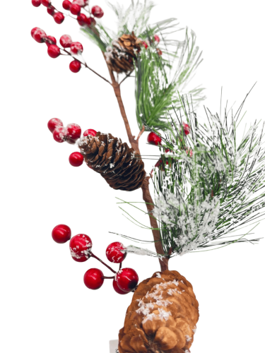 Yılbaşı Çam Dalı Berry Demeti Kozalaklı Karlı 75 Cm - 2