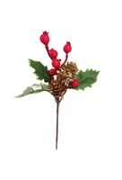 Yılbaşı Çam Dalı Berryli Çift Kozalaklı 20 Cm - 1
