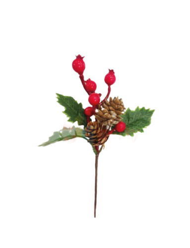 Yılbaşı Çam Dalı Berryli Çift Kozalaklı 20 Cm - 1