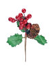 Yılbaşı Çam Dalı Berryli Kozalaklı 22 Cm - 1
