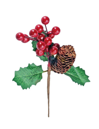 Yılbaşı Çam Dalı Berryli Kozalaklı 22 Cm - 1