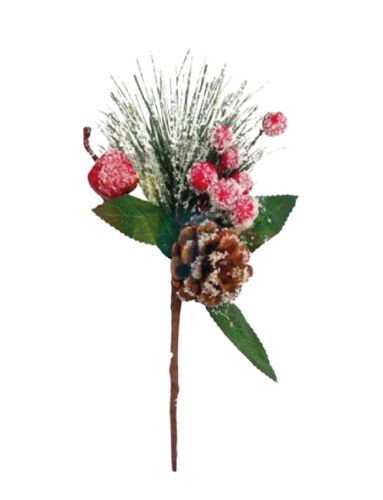 Yılbaşı Çam Dalı Berryli Kozalaklı Karlı 22 Cm - 1