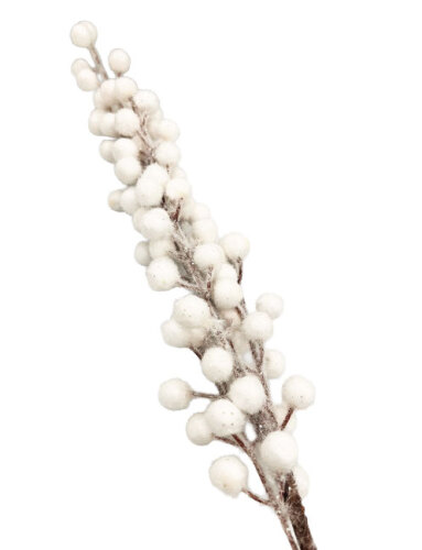 Yılbaşı Çam Dalı Beyaz Berry Demeti Tüylü 65 Cm - 2