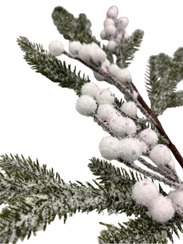 Yılbaşı Çam Dalı Beyaz Berry Karlı 70 Cm - 2