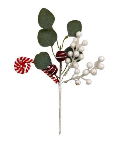 Yılbaşı Çam Dalı Beyaz Berry Sosyete Şekerli Yapraklı Model 30 Cm - 1