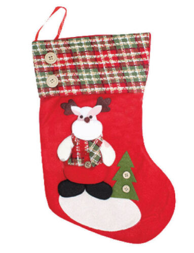 Yılbaşı Çorabı Ekoseli Geyik Figürlü Büyük 35 Cm Lüks - 